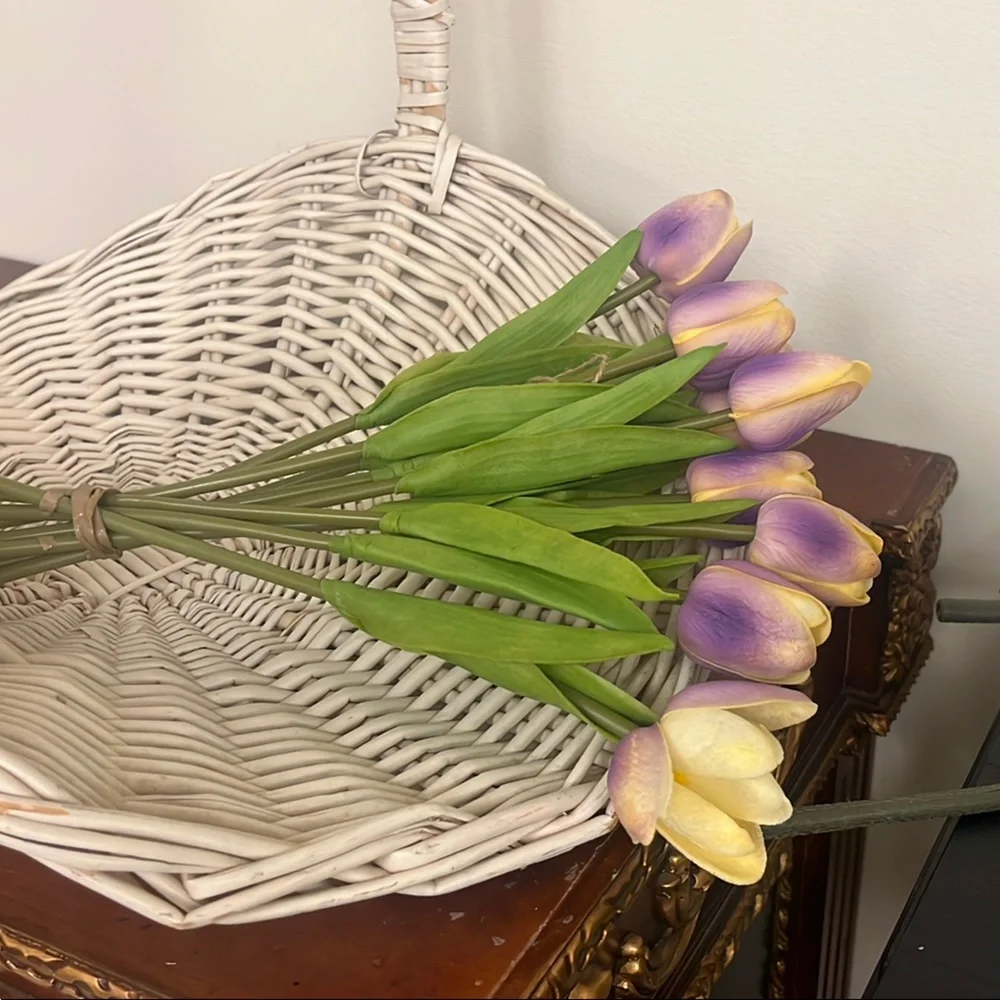 Elegant Purple and Cream Tulip Arrangement